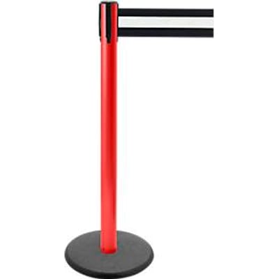 Afzetpaal met trekband GLA 29, rood, trekband zwart/wit