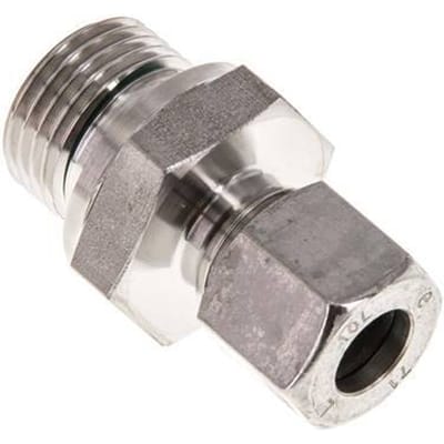 G 1/2'' Buitendraad x 10L RVS Rechte Snijring Koppeling met FKM Afdichting 315 Bar DIN 2353 - FL2S-MC-STFP-012G-10-L