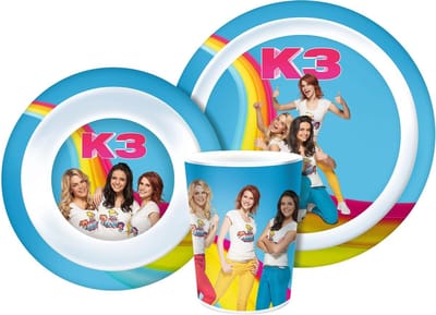 K3 kinderservies - melamine eetset 3 delig - beker / diep bord / plat bord