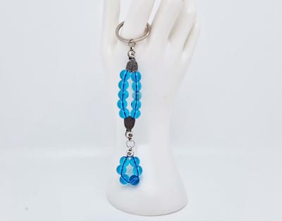 Handgemaakte Natuurstenen Sleutelhanger "Blauwe kwarts "- Met Natuurstenen hanger - 8 mm diameter van de korrel- Mooie accessoire en decoratie voor de auto-Vaderdag Cadeau -Moderdag Cadeau - Cadeau vrienden