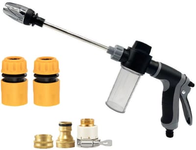 Hogedrukwaterspuit, krachtige straal voor tuinslang – hogedrukpistool met accessoires en handschoenen – voor autowassen, besproeien van gazons en tuinen.L