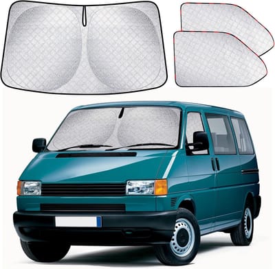 Famanu – Zonwering auto voorruit interieur geschikt voor VW T4 - 3 stuks auto zonneklep voorruitafdekking - voorruit autoruitverduistering