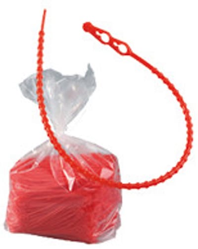 Sluiting, voor afsluiting van zakken, universeel, rood , polyethyleen
