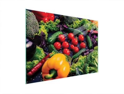 TMK ArtDeko - Snijplank - 40x30cm - Glas - Vegetariële Motief - Met Antislip Siliconen Nopjes