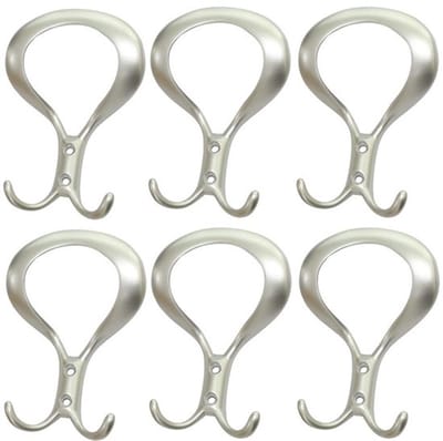 Allecto - Wandhaken van Metaal - Set van 6 - Zilverkleurig Satijn