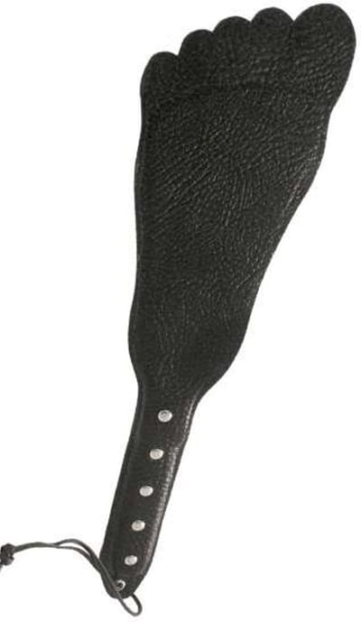 Black Label - Lederen Paddle in Voetvorm - Zwart