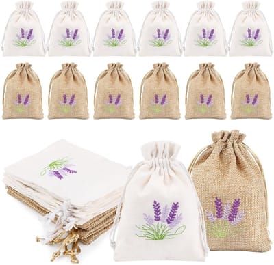 Lege Lavendelzakjes, Set van 12, Jute Zakjes met Trekkoord, Ideaal voor Lavendelgeur en Decoratie, Kleine Vullingen voor Thuis en Cadeaus