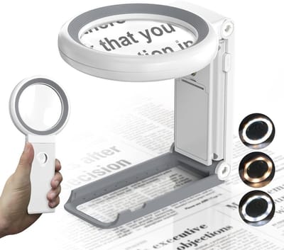 Vergrootglas met Verlichting - Vergrootglas op Standaard - Loep - Vergrootspiegel voor Volwassenen en Kinderen - Wit