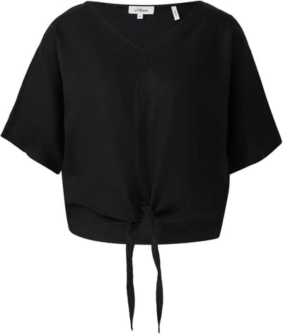s.Oliver - female - Kortere blouse met relaxed fit van een linnenmix