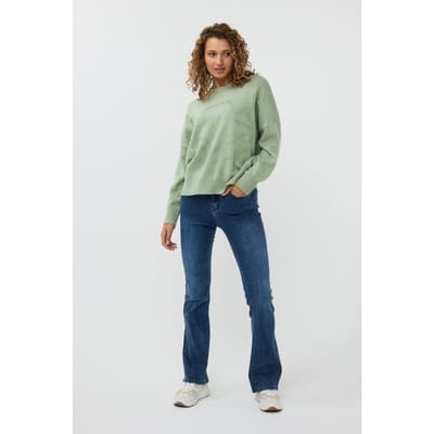 EsQualo Sweater Hot Press Diamonds Jade Maat: XS/S | Sweaters Outlet | Dames | Groen