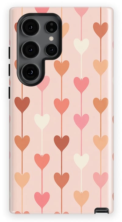 Tough Hoesje met Hartjes Samsung Galaxy S24 Ultra | Little Love Tough Case Geschikt voor Mag | Hartjes Print Backcover Samsung Galaxy S24 Ultra Falling Hearts