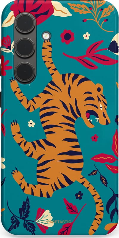 Casetastic Hoesje Geschikt voor Samsung S24 - Stijlvolle Beschermende Duo-layer Case - Gouden brul