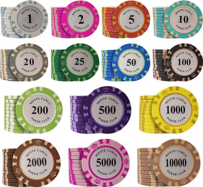50 stuk Professionele Upscale Klei Casino Texas Poker Chips 14G waarde 1 2 5 10 20 met Dobbelstenen