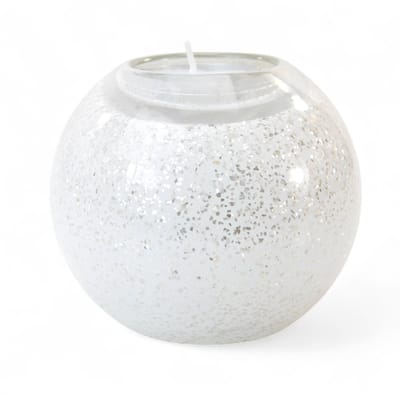 Loranto - Mini urn waxinelichthouder - Wit/Zilver - Urnen - Glasurn