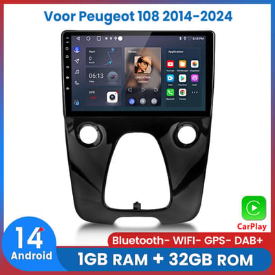 Awesafe Autoradio Geschikt Voor Toyota Aygo / Citroen C1 / Peugeot 108 - Apple Carplay & Android Auto - 1+32GB - GPS Navigatie RDS - Bluetooth & Wifi