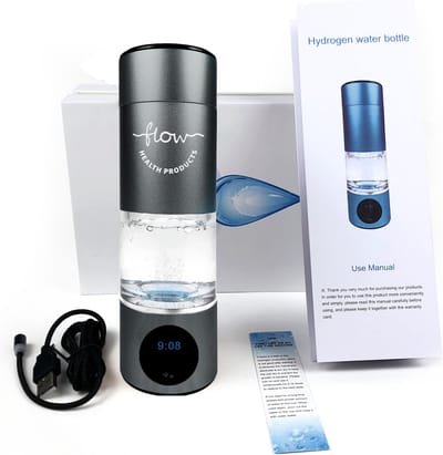 H2 Flow Extreem-grijze waterstof generator fles - die 6000 ppb waterstof in 10 minuten- produceert- voor lichaam cel herstel en cel voeding, vind maar 1 die meer waterstof produceert op bol dan deze.