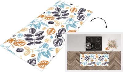 Keukenloper - Loper keuken - Vintage - Bladeren - Noot - Patronen - 120x50 cm - Keukenloper vinyl