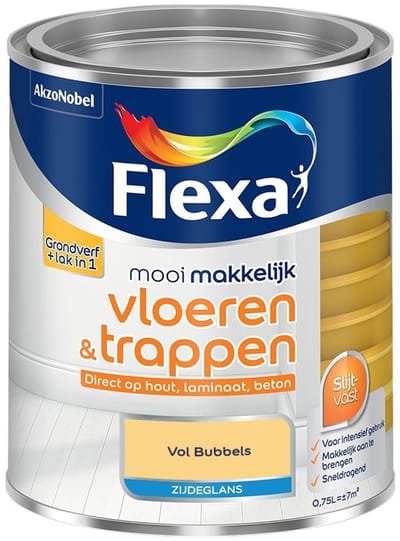 Flexa - Mooi Makkelijk Vloeren & Trappen Zijdeglans - Vol Bubbels - Mengverf - 750 Ml