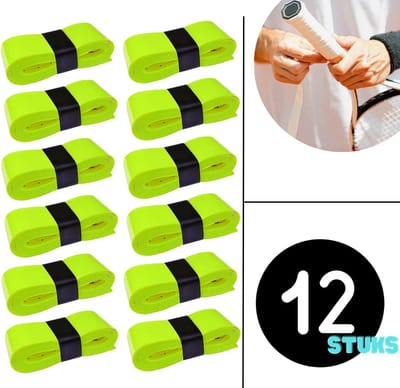 Neon Gele Overgrip Set - 12 stuks - Padel/Tennis/Badminton/squash - Griptape - Antislip - Racketaccesoires