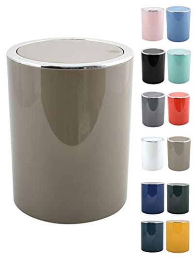 Cosmetische Prullenbak met Pedaal en Kantele Lid - 6 Liter - Badkamer Afvalemmer Taupe Grijs