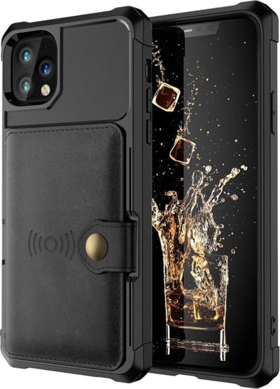 Geschikt voor Apple iPhone 12 Pro MAX Backcover - Zwart | 3 in 1 | Pasjeshouder met Magneet voor Autohouder