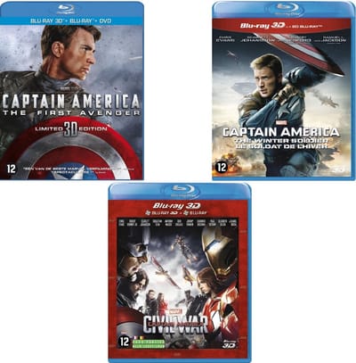 Captain America: the First Avenger 3D+2D+DVD - The Winter Soldier 3D+2D - Captain America Original Avenger ( Blu-Ray voordeel bundel )