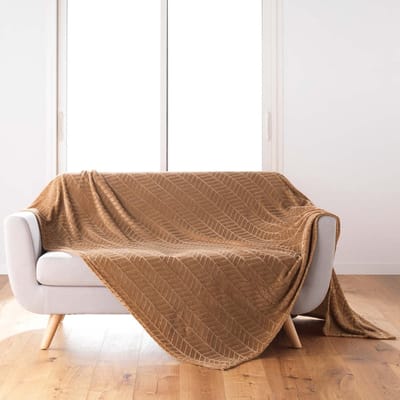 Warme Flanellen Deken 180x220 cm Camel - Zacht en Comfortabel