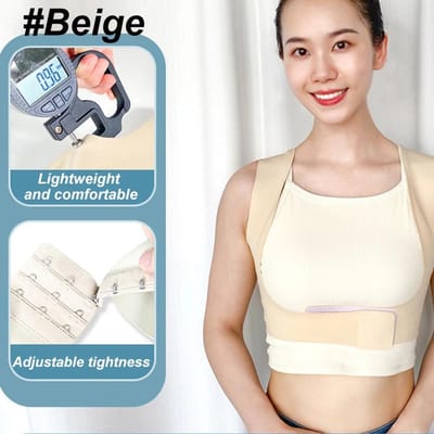 Dames Houding Corrector Borst Brace Up Vormgevende Shapewear Rugsteun Band BH Lichaamsvormer Korset Vest Tops Riem voor Dames S beige