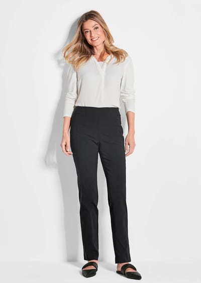 Onderhoudsarme broek CARLA van bengaline - zwart - Gr. 19 van Goldner Fashion