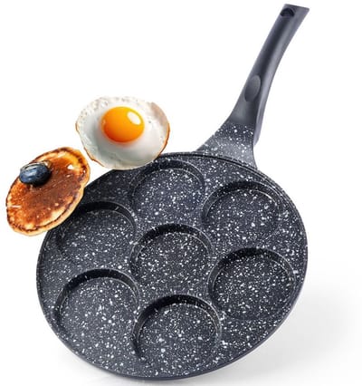 Orion GRANDE 27 cm 7-Gats Gietijzeren Pannenkoeken- en Eierpan met Pfluon Granieten Anti-aanbaklaag