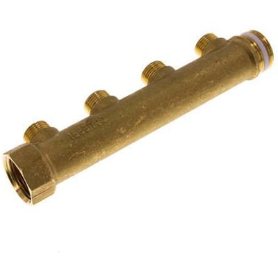 G 1'' x 4xG 1/2'' F/M/M Messing Verdeelstang 10 Bar - FLM-FMM-B-100G-012G-4M