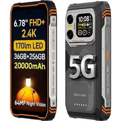 Blackview XPLORE 1 5G Mobiele Telefoon 36GB+256GB 20000mAh 6.78  Scherm 64MP Android 15 Smartphone oranje