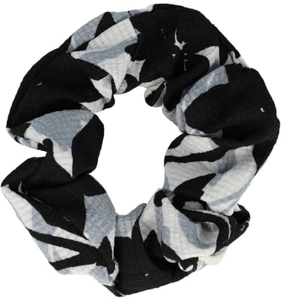 Haarsoires Haarelastiek Scrunchie – Gevlekt Patroon – Zwart Wit Grijs - Haarkrinkel - Haar Elastiek met Stof - Zacht & Haarvriendelijk