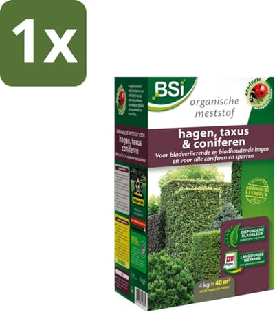 BSI – Hagen, Taxus & Coniferen Meststof – Sterke Groei & Diepgroene Naalden – 4 kg (40 m²) - 1 stuk
