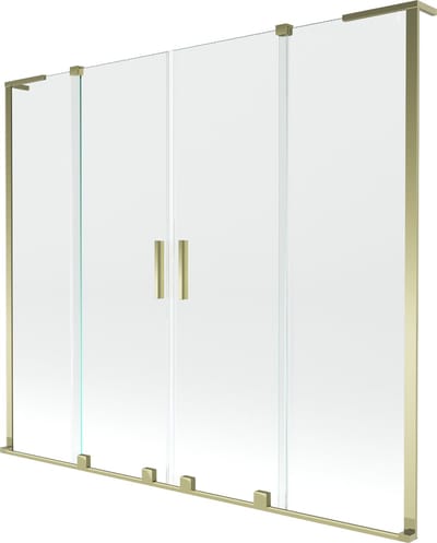 Mexen Velar L Duo badwand scherm 2-delig schuifbaar 170 x 150 , transparant, goud - 896-170-003-02-50