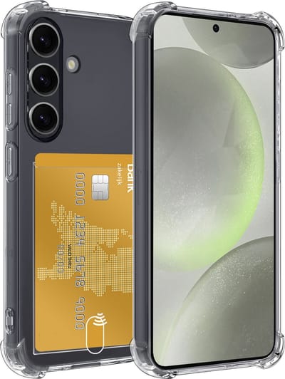 Hoesje Geschikt voor Samsung Galaxy S24 - Met Pashouder en Kaarthouder - Telefoon Hoes Shockproof - Siliconen Case - Back Cover - Shock Proof - Pasjes Houder - Transparant