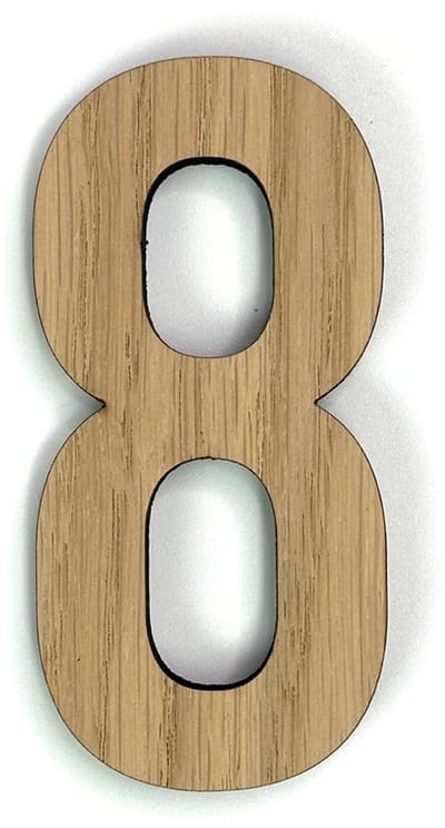Houten cijfer 8 - 20 cm hoog