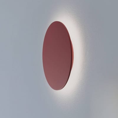 Argon LED wandlamp Orios Plus, rood, Ø 30 cm, staal