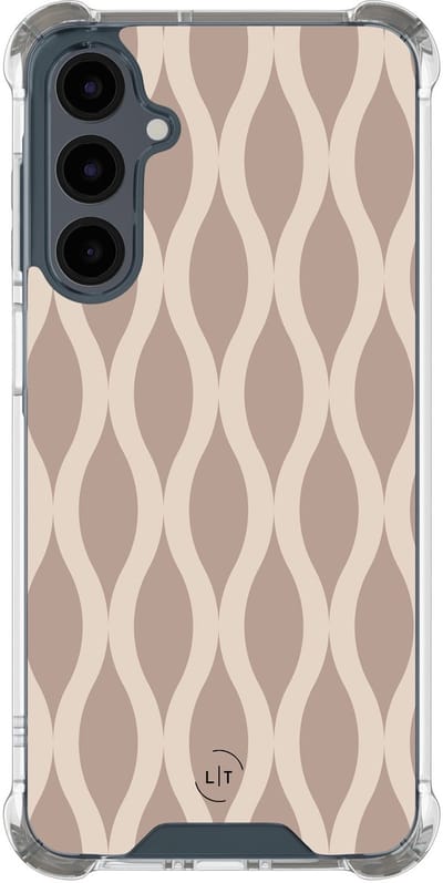 Shockproof hoesje - Geschikt voor Samsung Galaxy A16 - Abstract beige - Extra sterke case - TPU/polycarbonaat - Print / Illustratie - Beige, Transparant