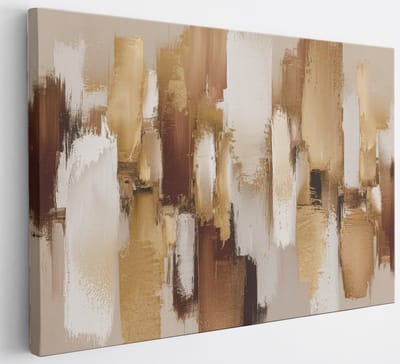 Saammp Canvas Schilderij - Bruin goud - Abstract - 30x20 - Foto op canvas - Wanddecoratie - Muurdecoratie Woonkamer - Slaapkamer decoratie - Canvas Print