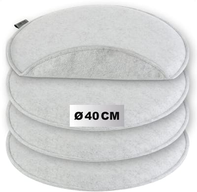 4x zitkussens van vilt - gecapitonneerde stoelkussens - rond zitkussen voor eetkamer, tuin, balkon - antislip onderzijde met antislip