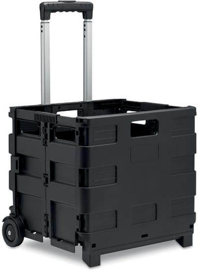 Vouwkrat - Boodschappentrolley - Boodschappenkrat - Met wielen - Inklapbaar - 60 liter - Zwart