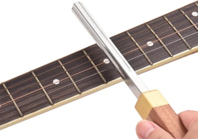 Gitaar Fret Vijl - Luthier Tool Gitaar - Frets Vijlen - Roestvrij Staal - 4 Groeven - Zilver Bruin
