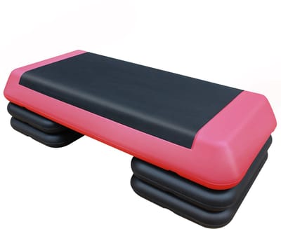 Aerobic Stepper - 76 cm - Verstelbaar met 4 Verhoogde Platforms - Fitnessapparaat voor Thuis - Rood/Zwart