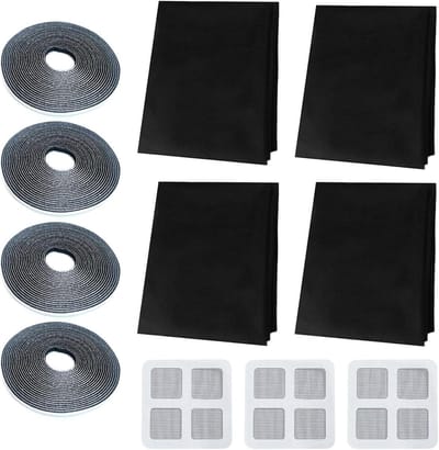 Raamhor Set - Insectenhor Muggenhor - Insecten Buiten Houden - Zelfklevend Gemakkelijk - 4 Stuks 1.3x1.5m - Zwart