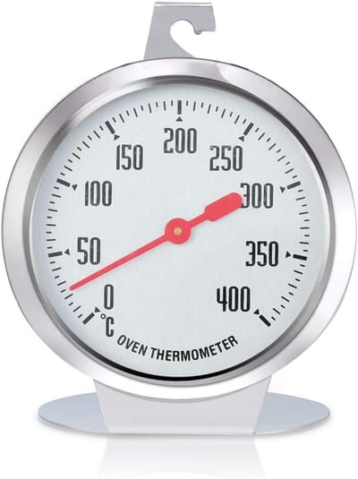 EXCITAT Thermometer - Oventhermometer - Oventhermometer van roestvrij staal - Geschikt voor conventionele ovens, broodroosterovens, grills en rookovens - Zilver