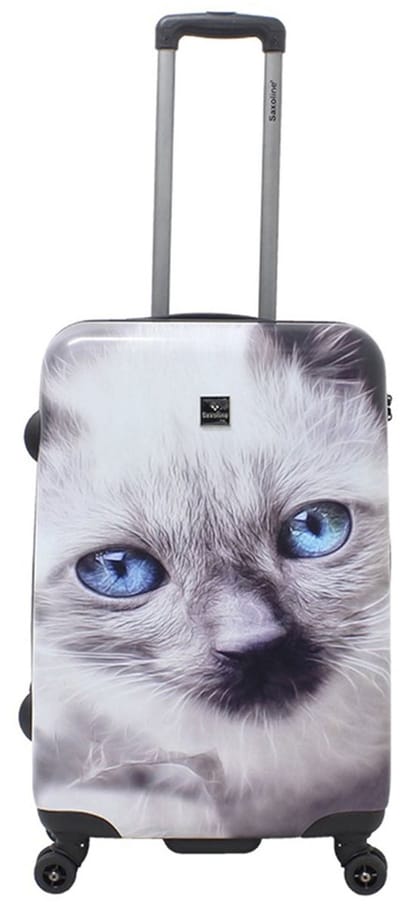 Saxoline Harde Koffer / Trolley / Reiskoffer - 67 cm (Medium) - White Cat Print - Bedrukt / Medium