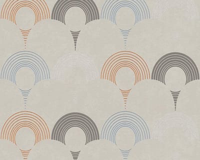 RETRO BEHANG - Grijs Zilver Oranje - AS Creation Pop Style