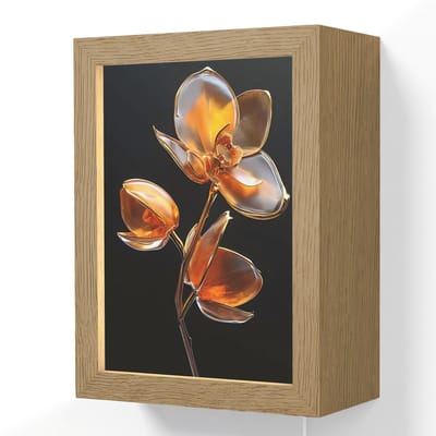 Wandlamp 15x20 cm - Oplaadbaar - Bloem - Orchidee - Oranje - Wandlampen binnen woonkamer - Slaapkamer lamp met kabel - Decoratieve nachtlamp - Vloerlamp snoer