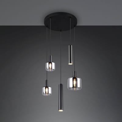 TRIO MATARO - Hanglamp - Zwart mat - excl. 1x E27 4,9 W - Plafondbevestiging - In hoogte verstelbaar